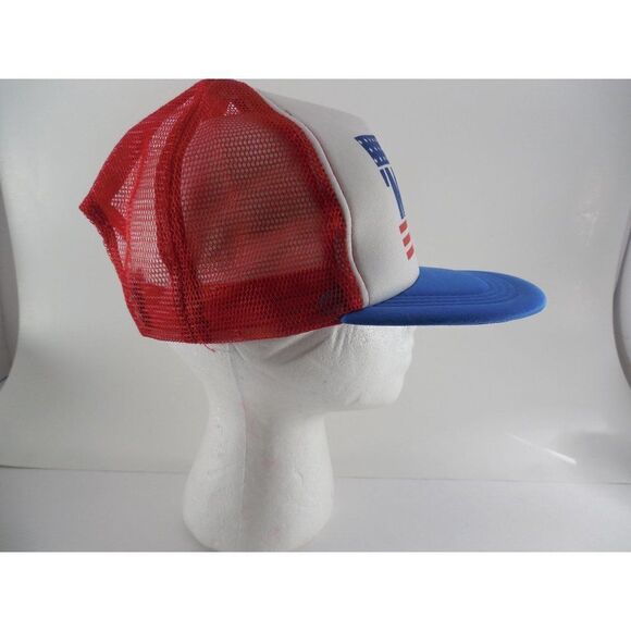 Merica Trucker Snapback Hat Vintage American Red White Blue - Picture 4 of 7
